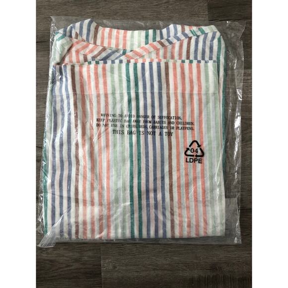 Marine Layer Bali Tunic Top Linen Blend Cap Sleeve V-Neck Rainbow Stripe NWT S - Picture 6 of 6